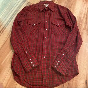 Ruddock Red Plaid Men's Pearl Snap Shirt—15.5/35